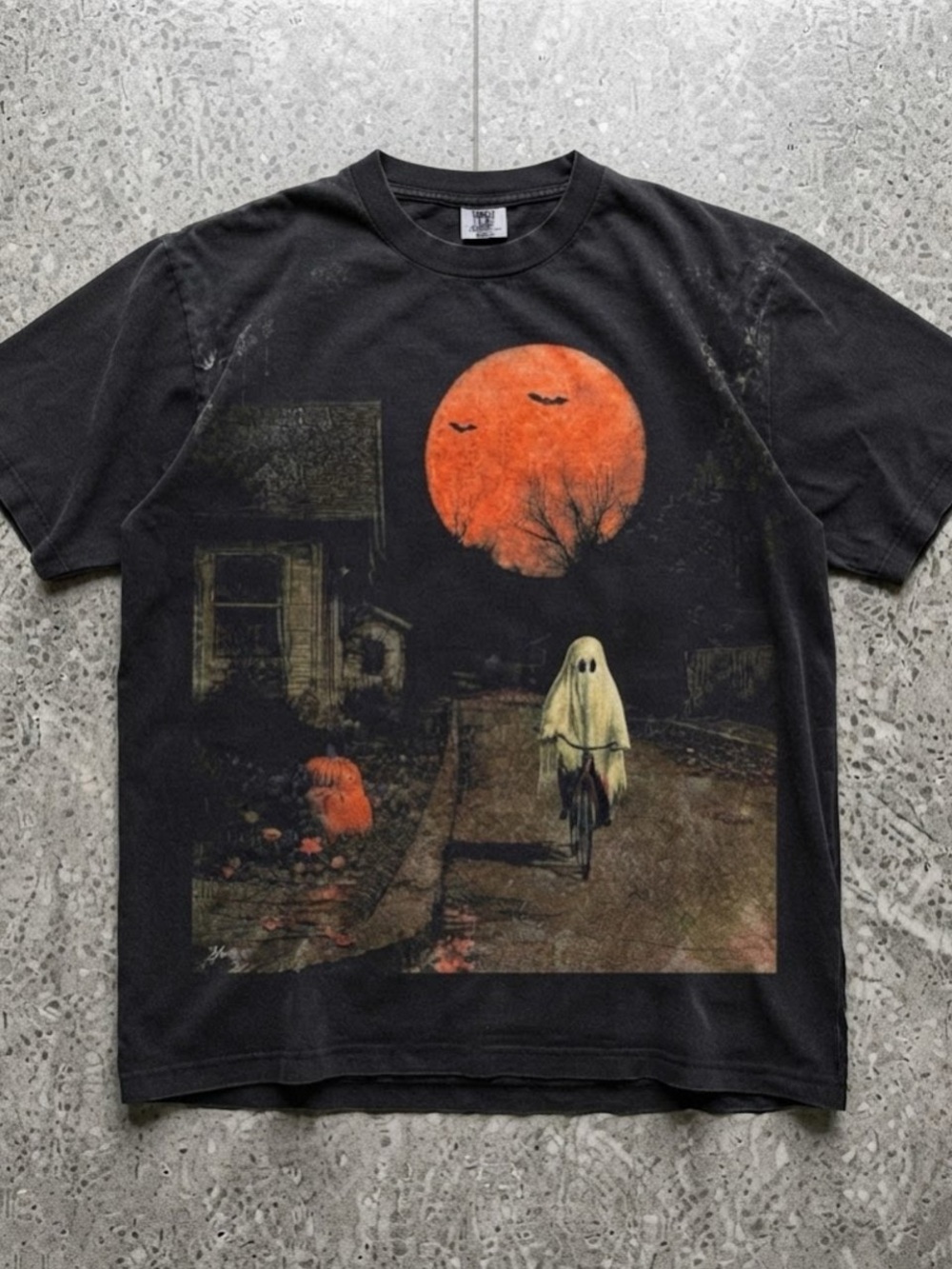 Spooky Ghost Bicycle Blood Moon Halloween Comfort Colors T-Shirt